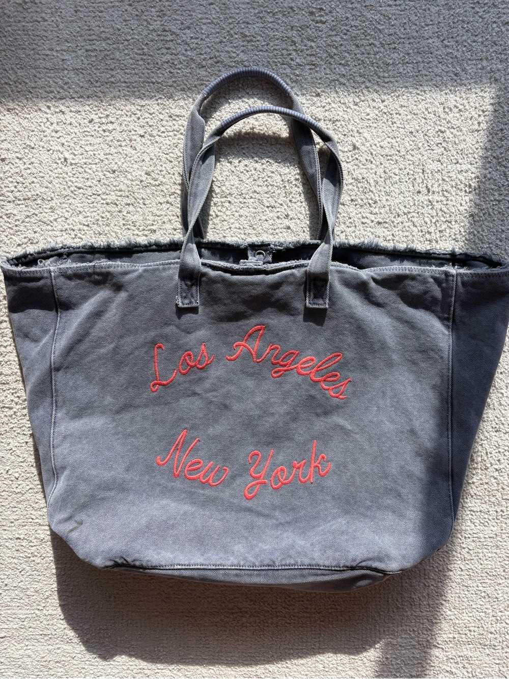Sunday Gray Canvas Tote with Embroidery
